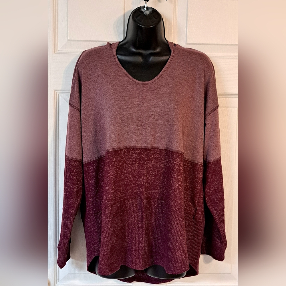 Style & Co Burgundy Hooded Pullover Top
